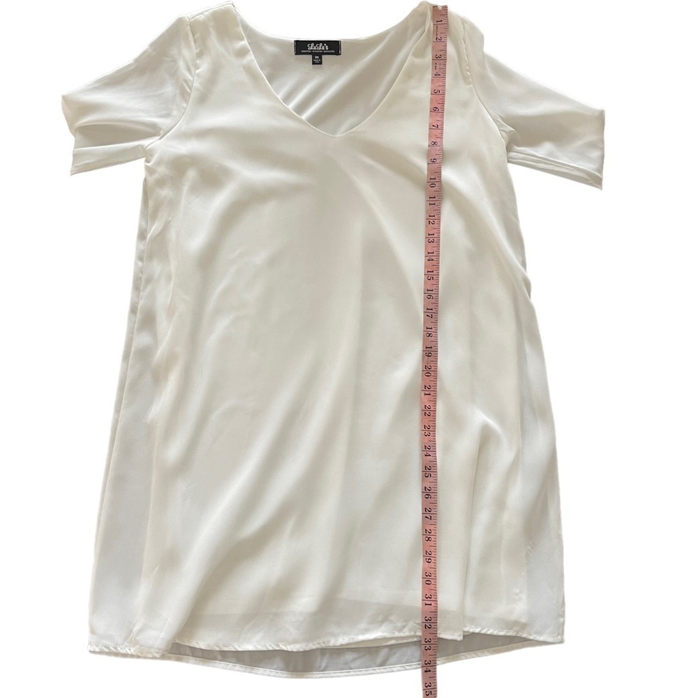 Lulus Guest of Honor White Flounce Sleeve Shift Dress Womens Medium NWT - Picture 7 of 10
